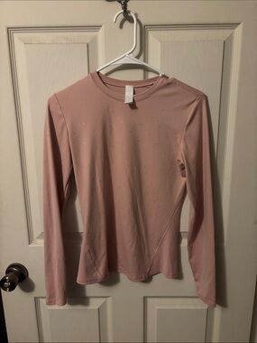 Long Sleeve Pink Crew Neck Top - Women